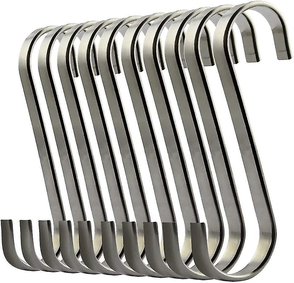 Set Mit 10 Flachen S-förmigen Haken Aus Edelstahl, Topfhaken, Küchenhaken, Robuste Kleiderhaken.