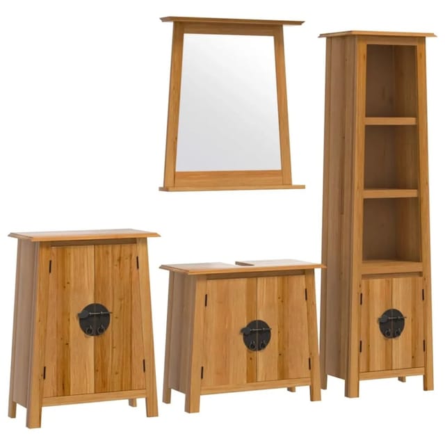 vidaXL 4-Tlg Badmöbel-Set Massivholz Kiefer 3223464
