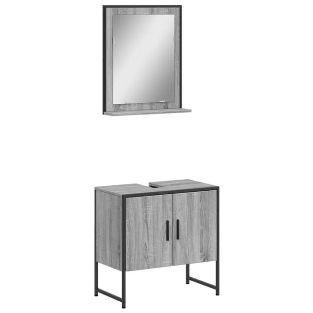 vidaXL 2-Tlg Badmöbel-Set Grau Sonoma Holzwerkstoff 3214337