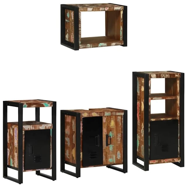 vidaXL Badezimmermöbel-Set 4-Tlg Braun Massivholz 3305671