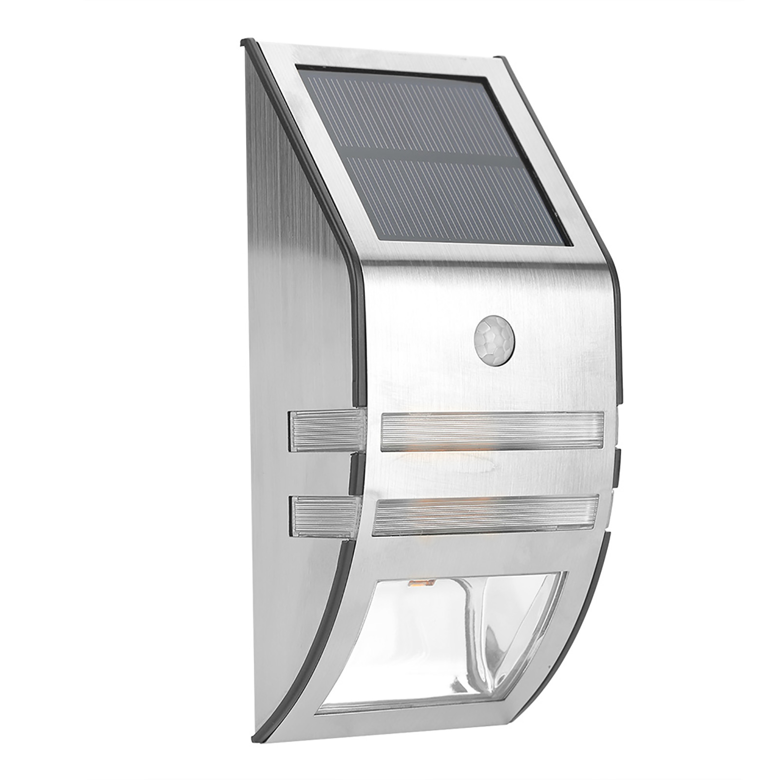 Solarbetriebener Pir-bewegungsmelder Mit 2 Leds, Gartenwandleuchte, Reinweiß-silber