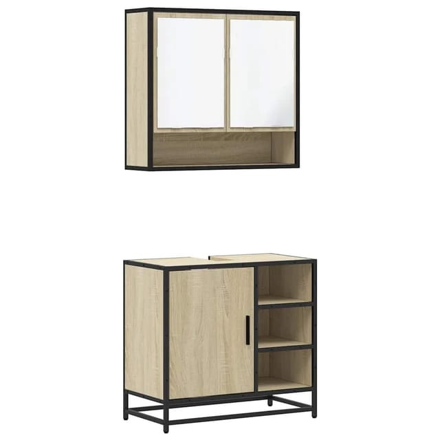 vidaXL 2-Tlg Badmöbel-Set Sonoma-Eiche Holzwerkstoff 3300936