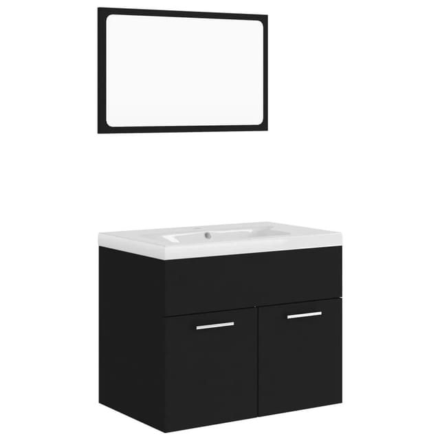 vidaXL Badmöbel-Set Schwarz Holzwerkstoff 3070866