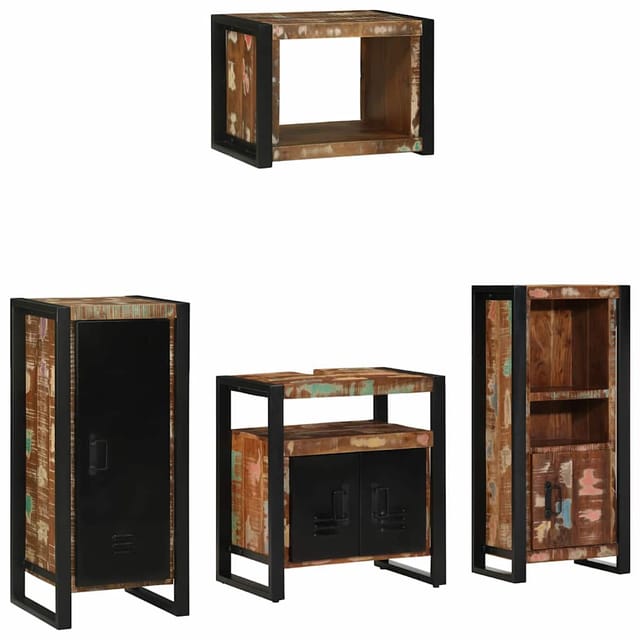 vidaXL Badezimmermöbel-Set 4-Tlg Braun Massivholz 3305669