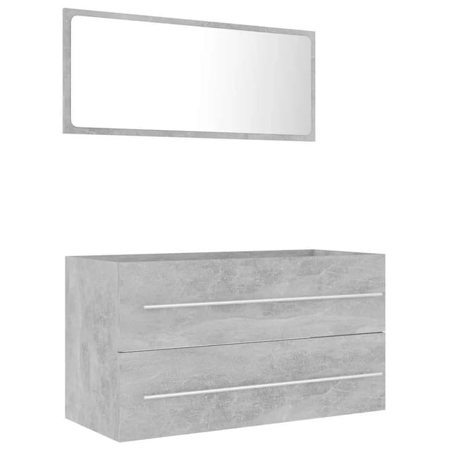 vidaXL 2-Tlg Badmöbel-Set Betongrau Holzwerkstoff 804849