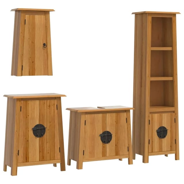 vidaXL 4-Tlg Badmöbel-Set Massivholz Kiefer 3223454