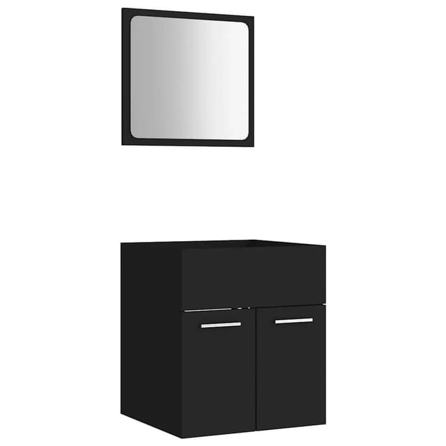 vidaXL 2-Tlg Badmöbel-Set Schwarz Holzwerkstoff 804774
