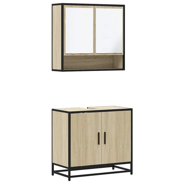 vidaXL 2-Tlg Badmöbel-Set Sonoma-Eiche Holzwerkstoff 3300916