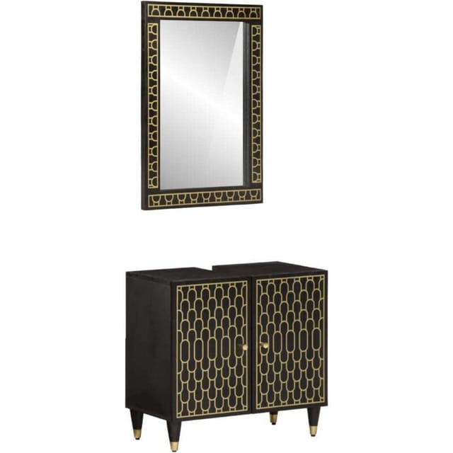 vidaXL 2-Tlg Badmöbel-Set Massivholz Mango 3206325