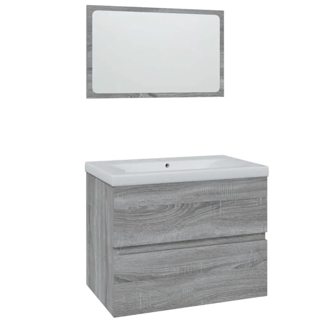 vidaXL Badmöbel-Set Grau Sonoma Holzwerkstoff 3152874