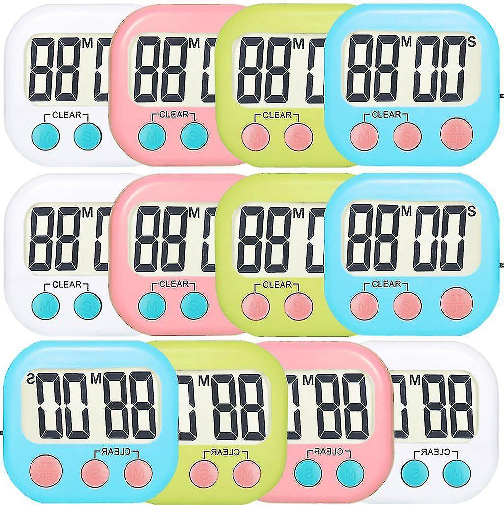 Set Mit 12 Leistungsstarken Magnetischen Digitalen Küchentimern Mit Countdown-funktion Und Akustischem Alarm, Kompakte Größe.