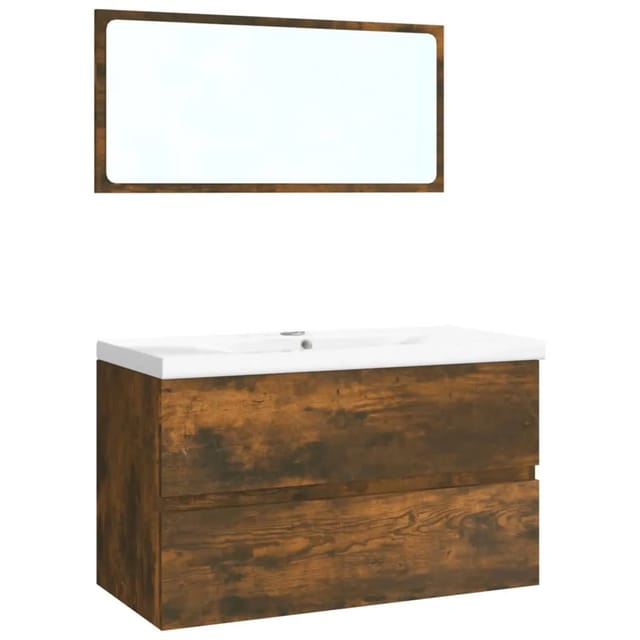 vidaXL Badmöbel-Set Räuchereiche Holzwerkstoff 3120348