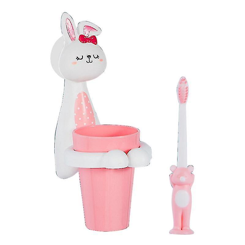 Wandmontierter Zahnbürstenhalter Für Kinder, Zahnbürstenbecherhalter, Waschbecherhalter - White Rabbit