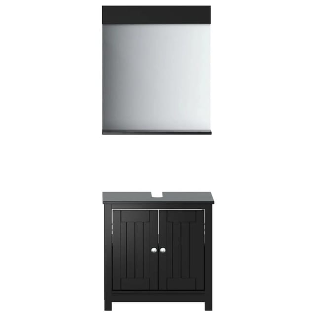 vidaXL 2-Tlg Badmöbel-Set BERG Schwarz Massivholz Kiefer 3206493