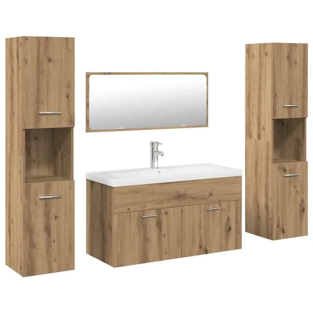 vidaXL 5-Tlg Badmöbel-Set Artisan-Eiche Holzwerkstoff 3328920