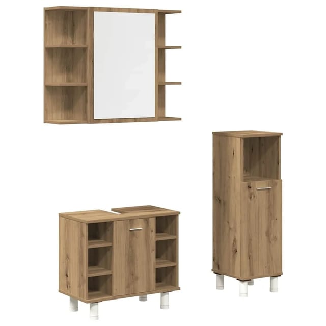 vidaXL 3-Tlg Badmöbel-Set Artisan-Eiche Holzwerkstoff 3328568