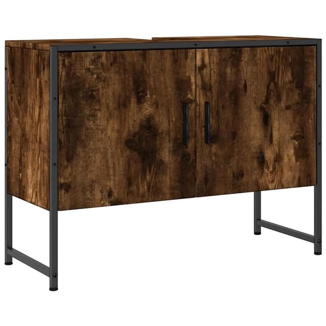 vidaXL Waschbeckenunterschrank Räuchereiche 80x33x60 cm Holzwerkstoff 842463