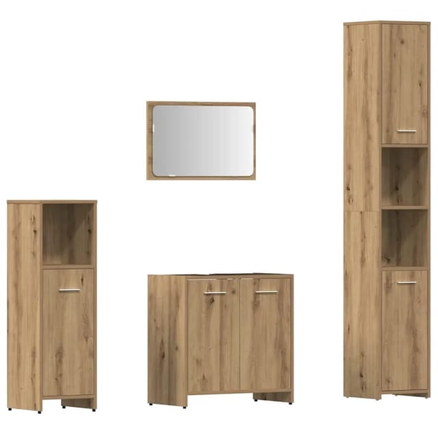 vidaXL 4-Tlg Badmöbel-Set Artisan-Eiche Holzwerkstoff 3328554
