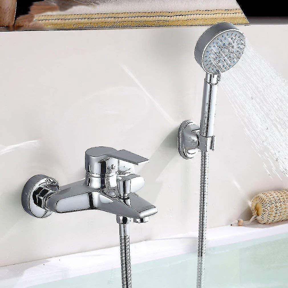 Badewannenarmatur Mit Handbrause, Verchromter Duschmischer Mit Wasserfalleffekt, Halterung Und Schlauch, 150 Cm Lange, Wandmontierte Badewannenarmatur Für Badezimmer -