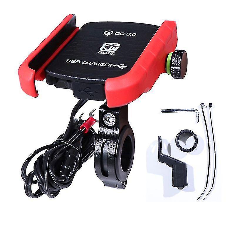 Wasserdichter Motorradlenker-handyhalter Mit 360-grad-rückspiegel Und Qc 3.0 Usb-ladegerät Für Smartphones.