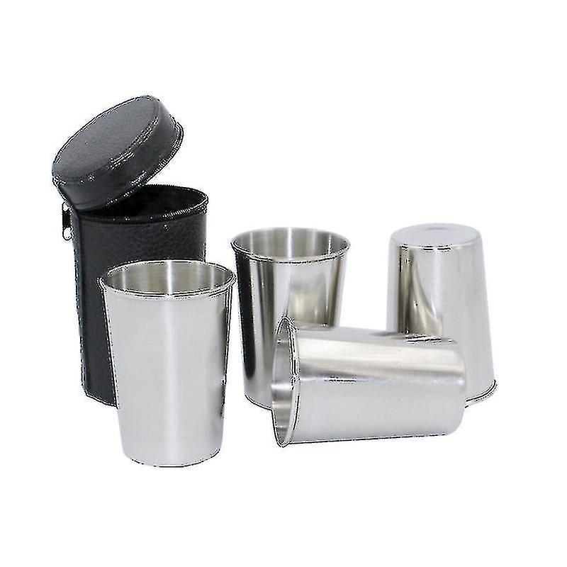 Edelstahl-weingläser Für Den Außenbereich, 150 Ml, 4er-set, Mit Tragetasche Und Stapelbaren Bechern.