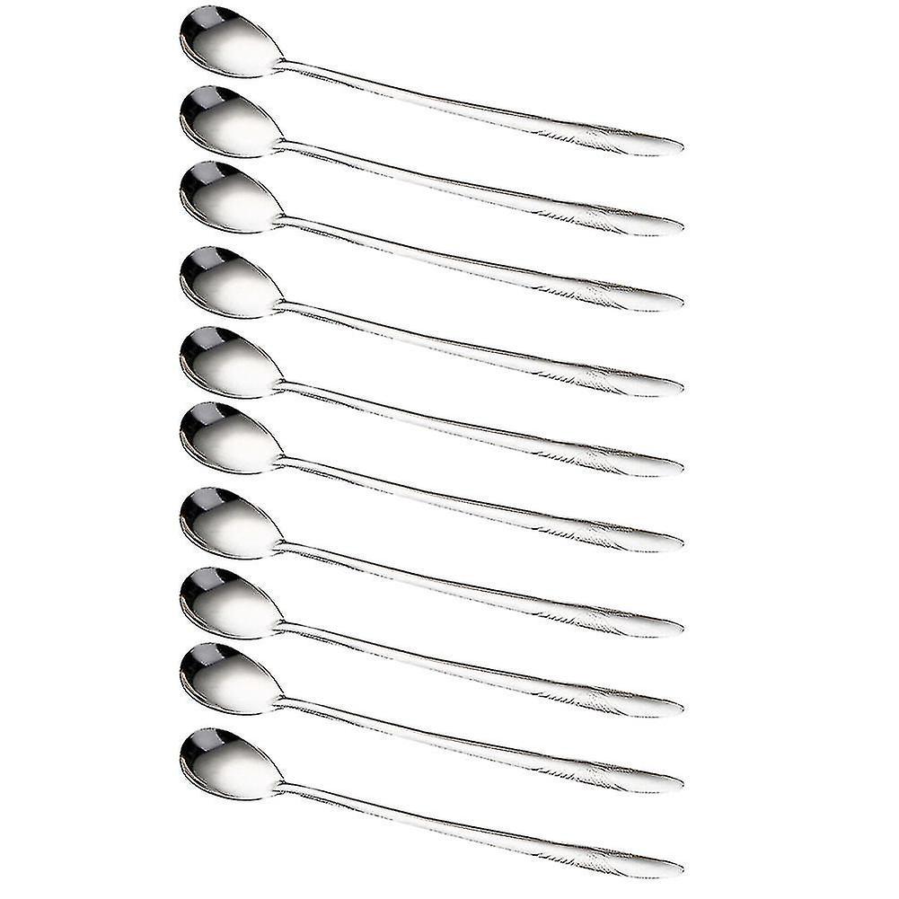 Set Mit 10 Edelstahllöffeln Mit Langen Griffen Für Kaffee, Eiscreme, Dessert Und Tee -