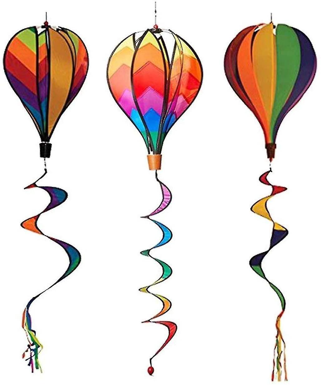 Set Mit 3 Regenbogen-heißluftballon-wetterfahnen - Outdoor-spielzeug