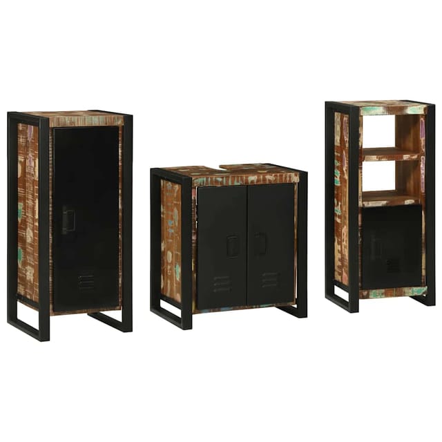 vidaXL Badezimmermöbel-Set mit Regal 3-Tlg Braun Massivholz Mango 3305631