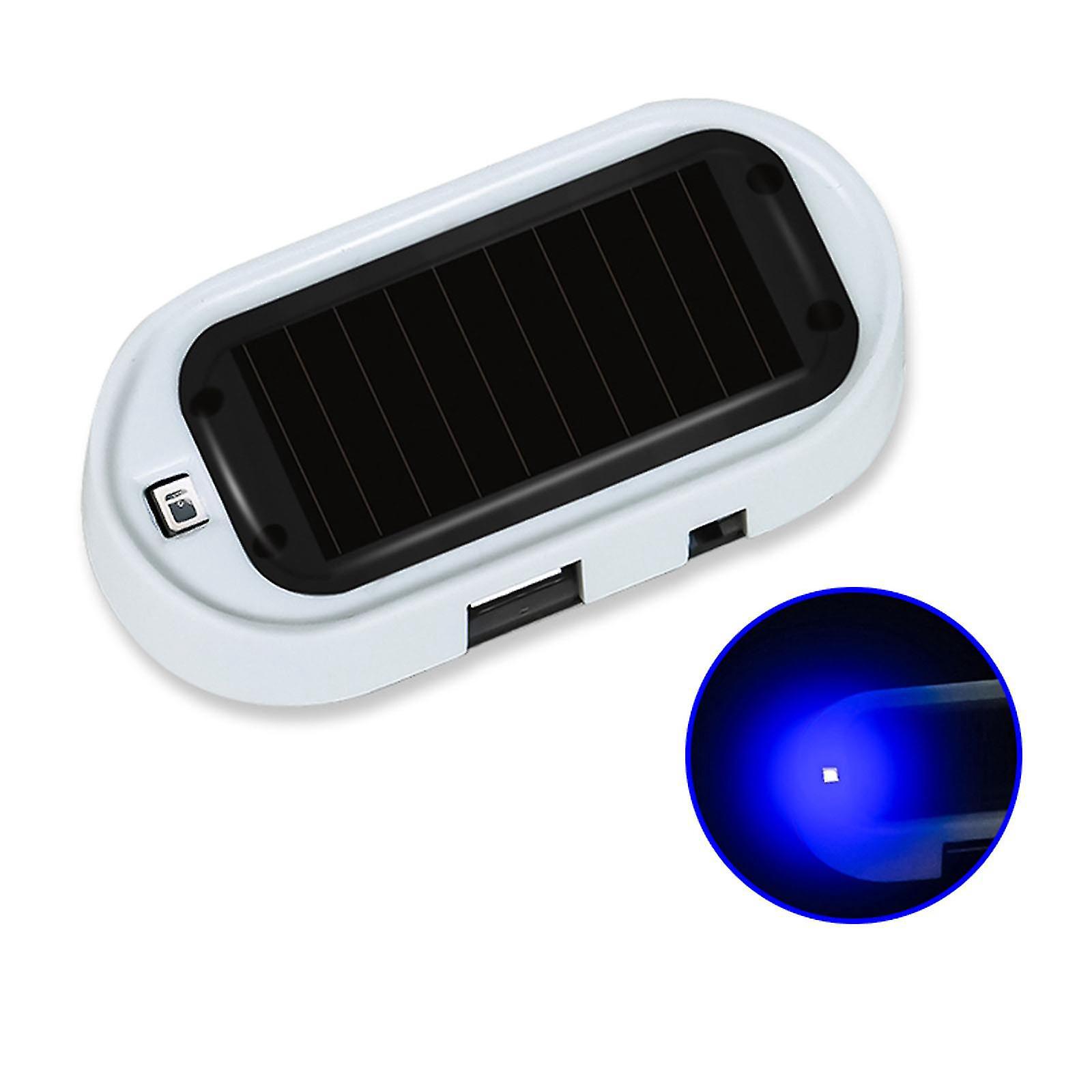 Gefälschte Led-autoalarmanlage, Solarbetriebene Diebstahlwarnleuchte, Weißes Gehäuse, Blaues Licht