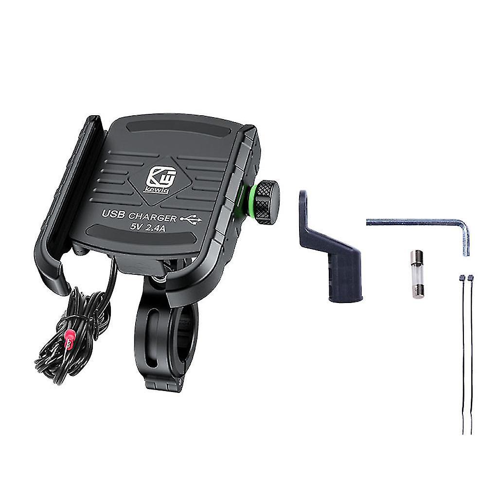 Universelle Wasserdichte Handyhalterung (12-90v) Für Motorrad, E-bike, Lenker Und Rückspiegel, Mit 2,4a Usb-ladegerät.