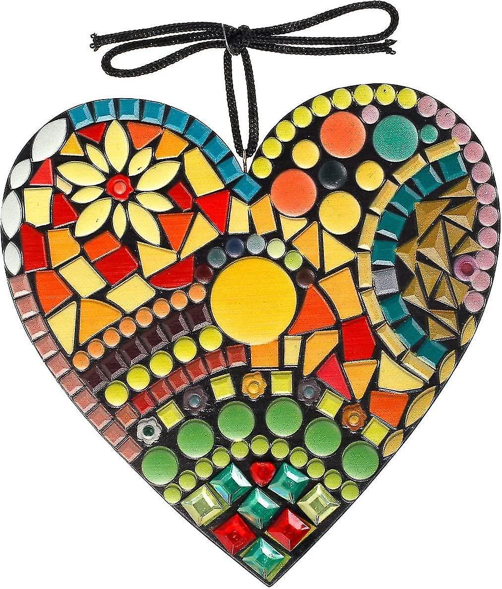 Große, Dekorative, Herzförmige Mosaikskulptur Für Den Garten, Farbenfrohes Harzornament, Das Die Liebe Symbolisiert.
