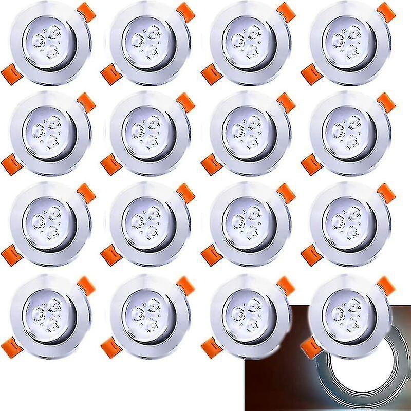 Packung Mit 20 Led-einbaustrahlern, 3w Deckenleuchte, Verstellbar, Runde Led-strahler 245 Lumen, Kaltweiß 3000k, Lochdurchmesser 60 Mm.