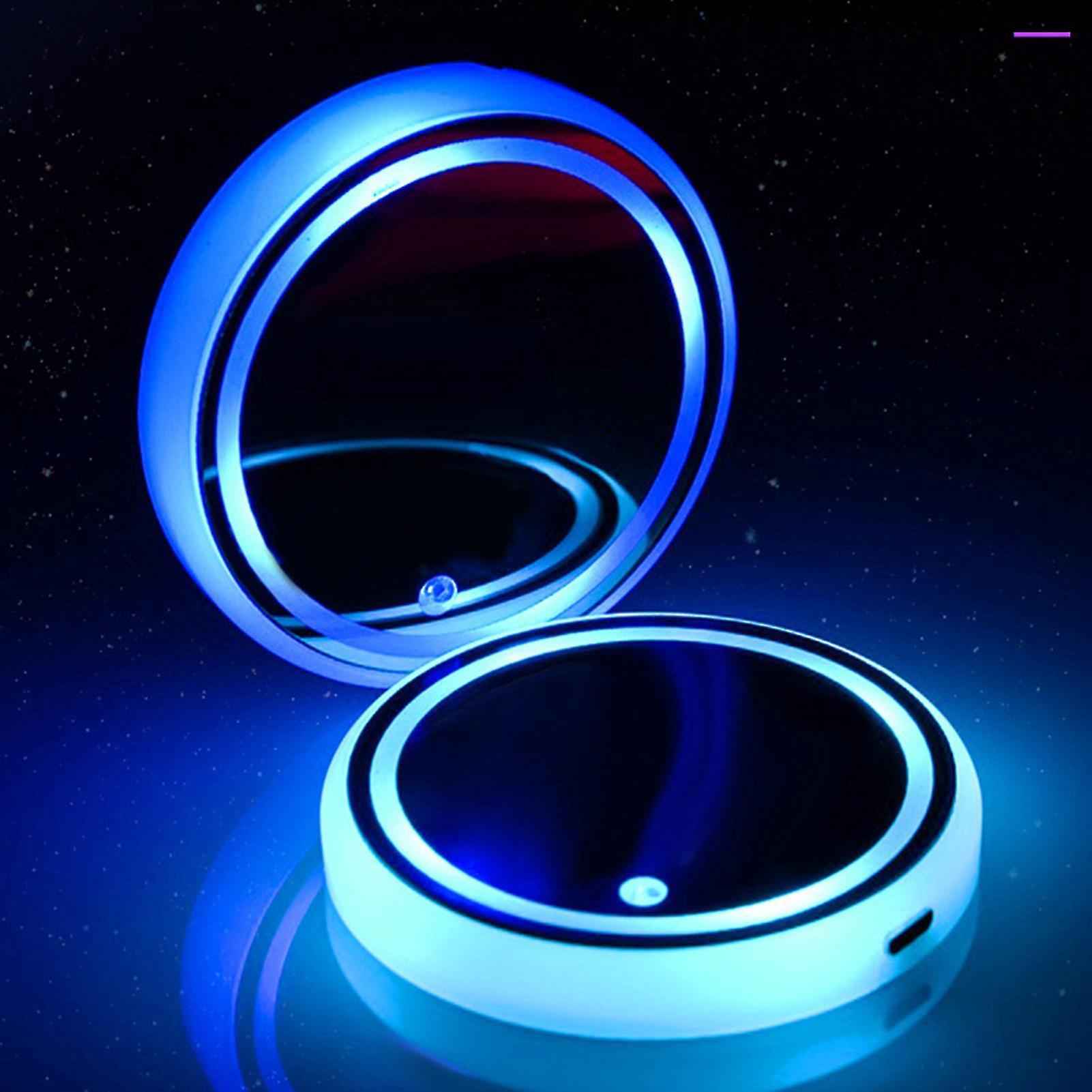 Led-beleuchtete Auto-getränkehalter-fußmatte Mit Usb-anschluss Und Rutschfester Ambientebeleuchtung, 7 Rgb-farben, Mit Automatischer Ladefunktion.