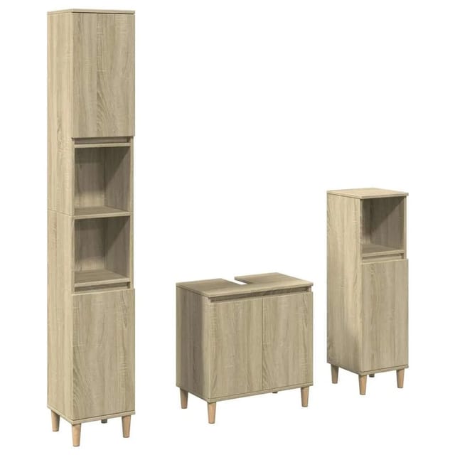 vidaXL 3-Tlg Badmöbel-Set Sonoma-Eiche Holzwerkstoff 3307670