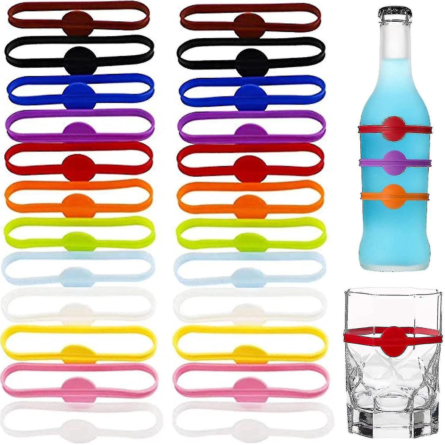 24 Silikon-glasmarker, Glasmarker Für Weingläser, Partygläser, Becher, Dosen, Getränkemarker, Klebeetikett Für Bierflaschen.