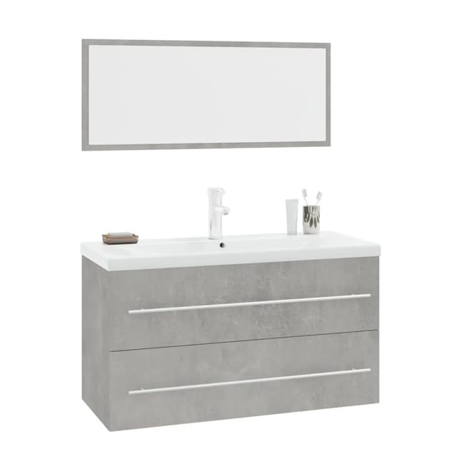 vidaXL 3-Tlg Badmöbel-Set Betongrau 3152851