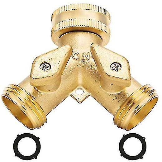 Robuster Y-verbinder Aus Massivem Messing Für Gartenschläuche, Mit Hahn Und Adapter Für 3/4"-messingschläuche, Absperrventil.