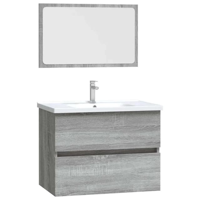vidaXL 2-Tlg Badmöbel-Set Grau Sonoma Holzwerkstoff 815736