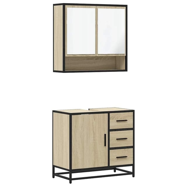 vidaXL 2-Tlg Badmöbel-Set Sonoma-Eiche Holzwerkstoff 3300926