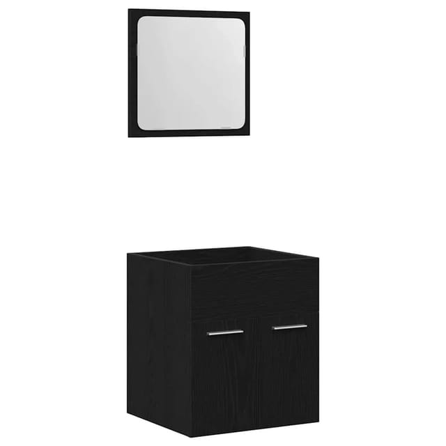 vidaXL 2-Tlg Badmöbel-Set Schwarz Eichen-Optik Holzwerkstoff 862038