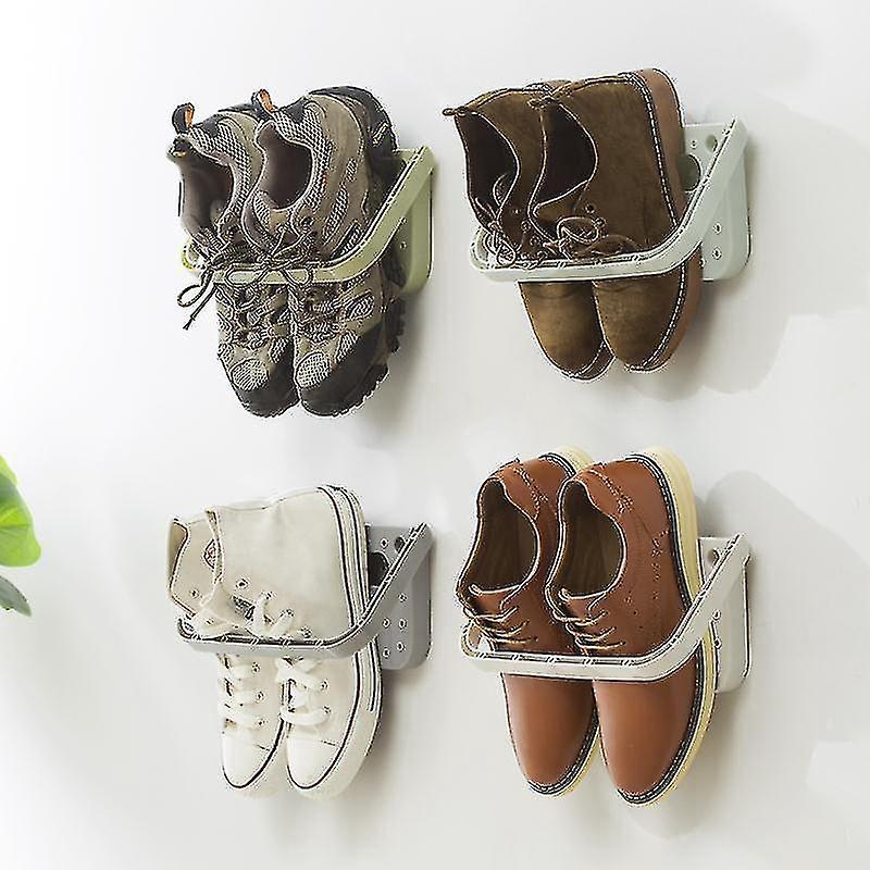 4-teiliges, Faltbares Schuhregal Zur Wandmontage, Grau