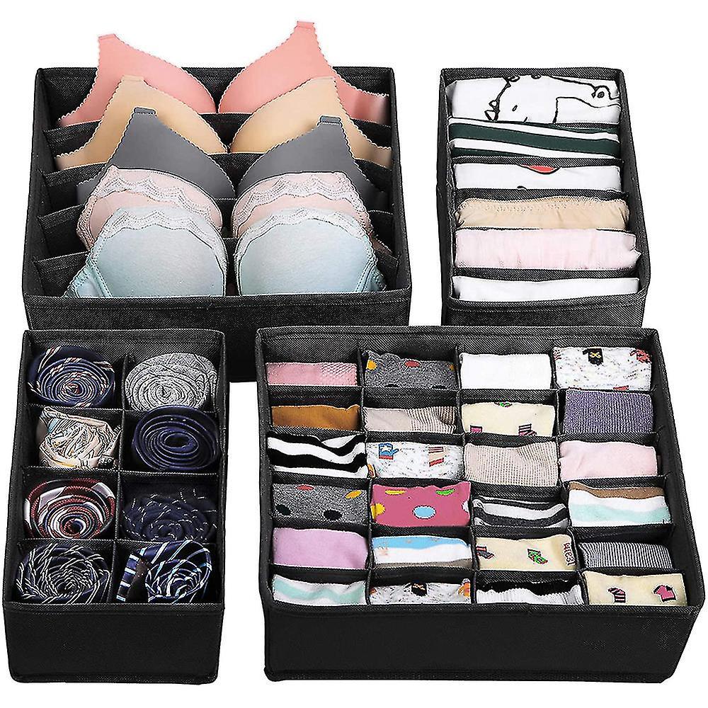 Set Mit 4 Faltbaren Schubladenorganisatoren (verschiedene Größen) Für Socken Und Unterwäsche.