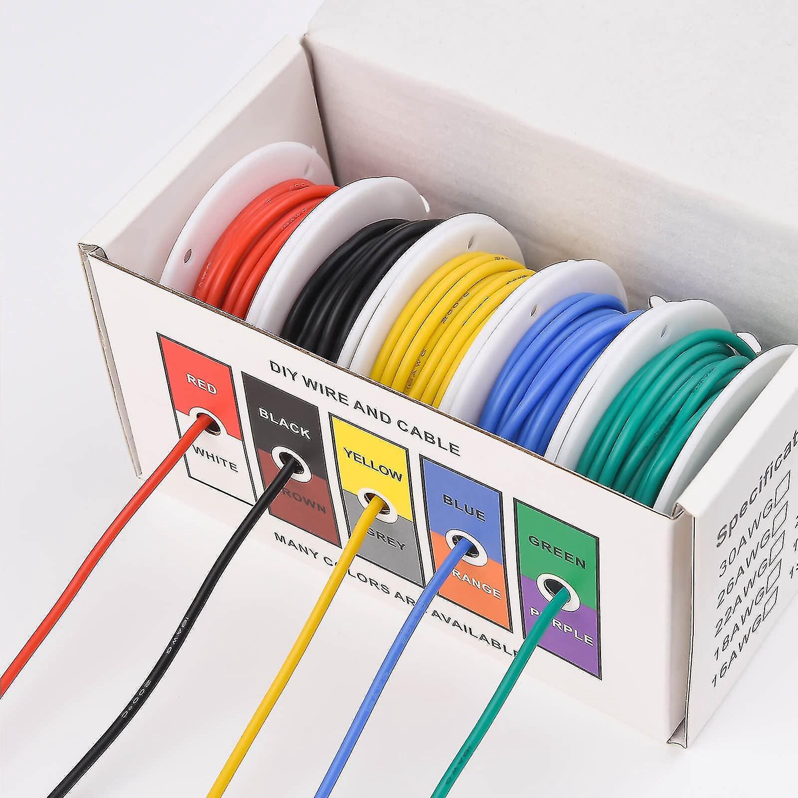 Flexibles Silikon-elektrokabel-set, 18 Awg Mehradriger Verzinnter Kupferdraht, Außendurchmesser: 2,3 Mm, 5 Farben, 5 M (16,4 Ft) Pro Länge, Für Heimwerker.
