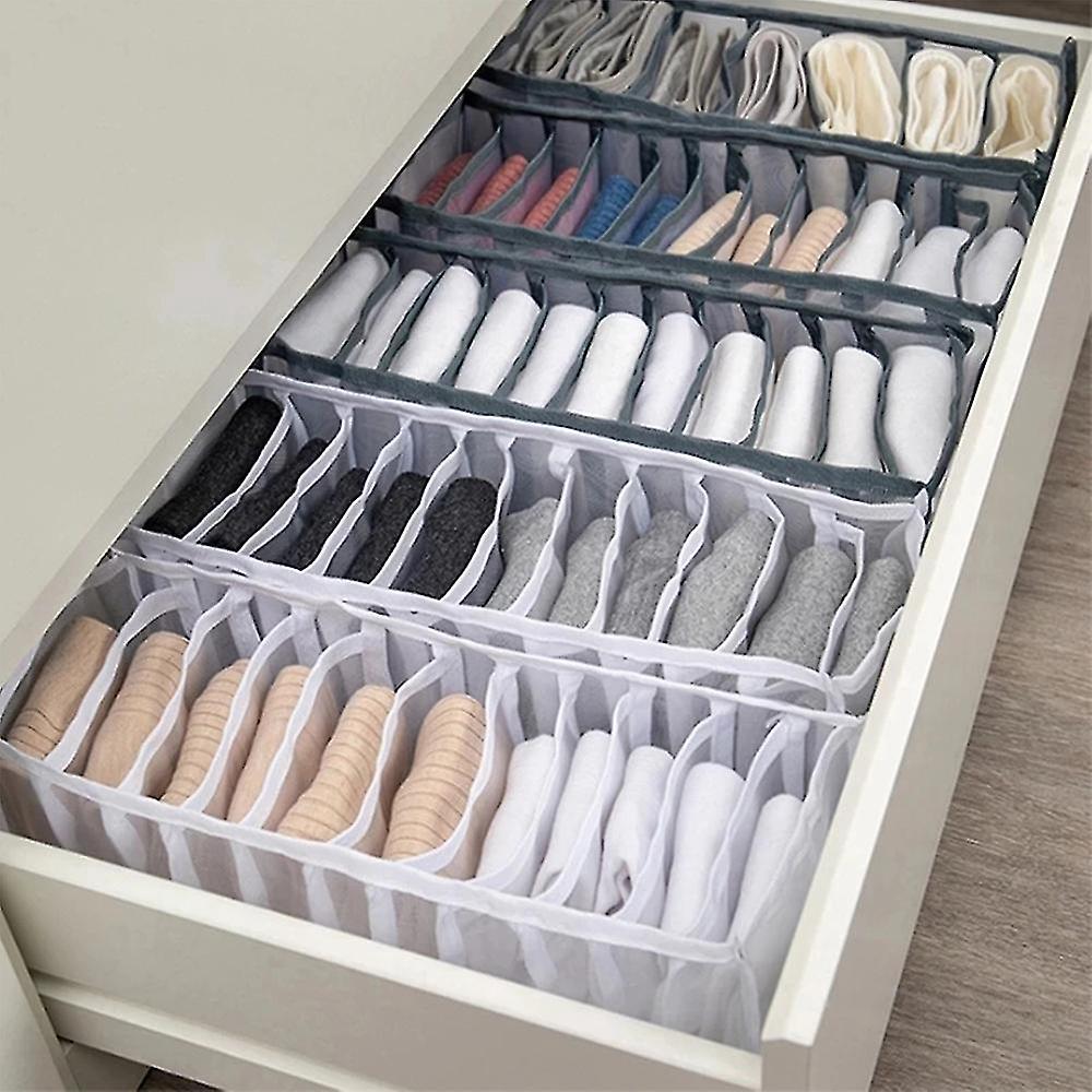 Set Aus 2 Faltbaren Aufbewahrungsboxen Für Kleidung, Unterwäsche Und Andere Gegenstände. Schubladen-, Jeans- Und Kleiderschrank-organizer – 7 Fächer.