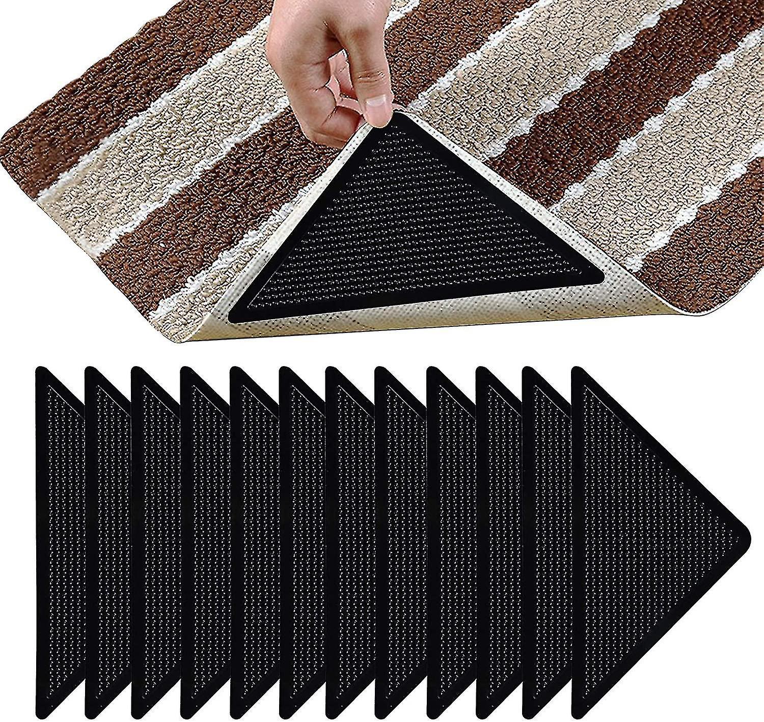 Packung Mit 12 Klebestreifen Für Teppiche, Rutschfest, Wiederverwendbar Und Waschbar, Umweltfreundlich, Für Teppiche Auf Parkett, Fliesen, Teppichböden, Fußmatten, Linoleum.