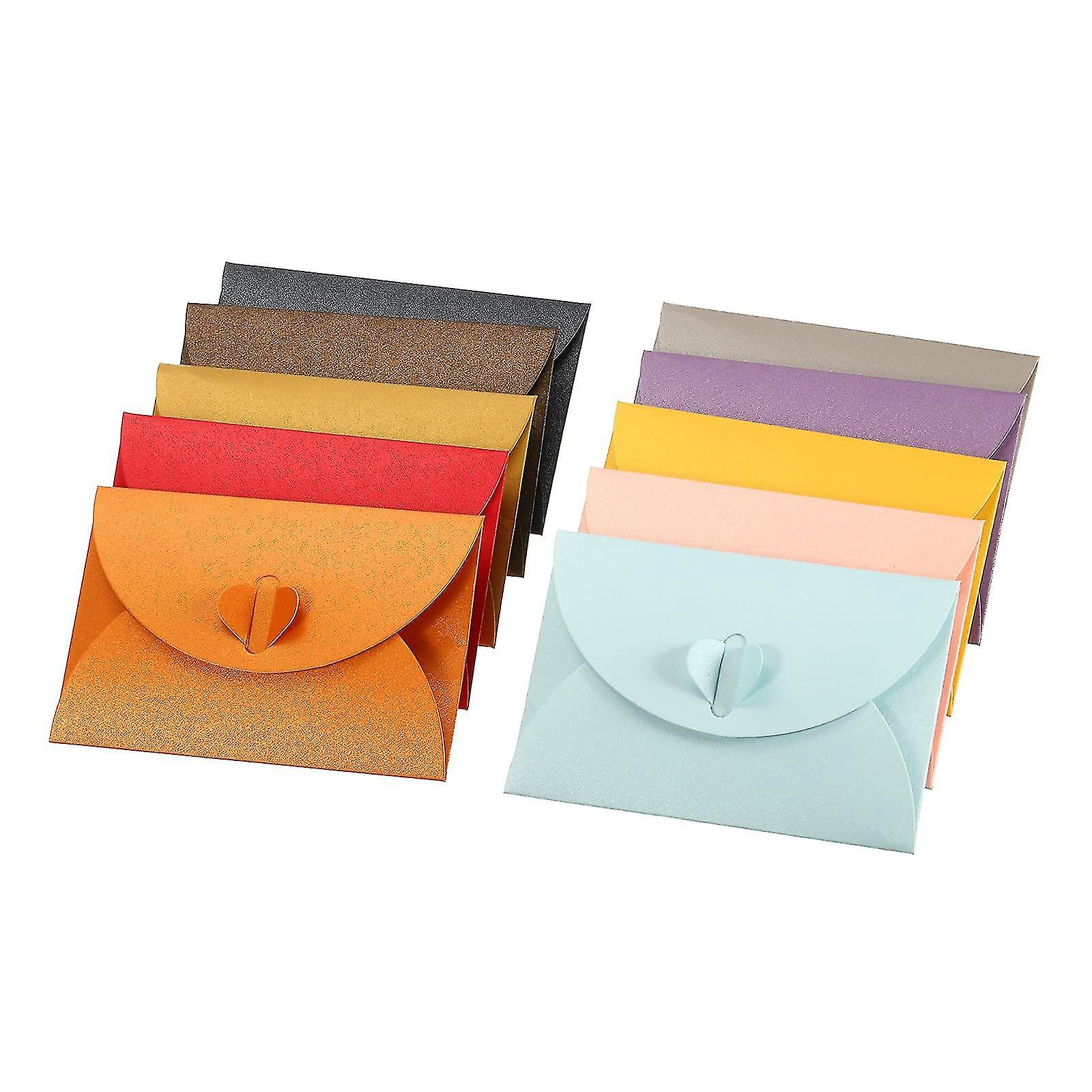 100 Mini-umschläge, Herzförmiger Verschluss Kleiner Geschenkkartenhalter, Ideal Für Hochzeiten, Partys Und Geschäfte, Verschiedene Farben.