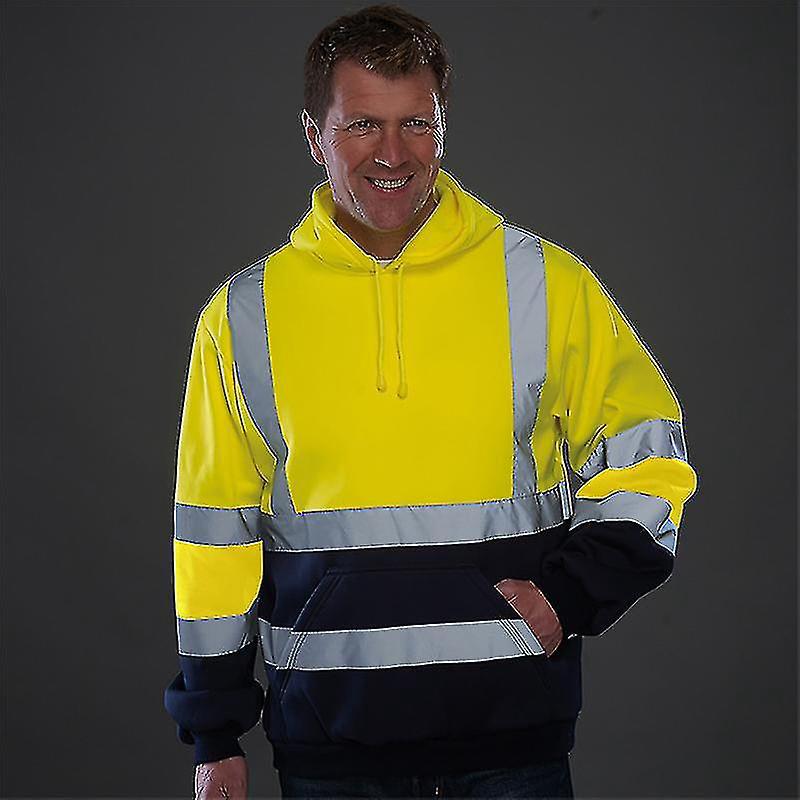 Reflektierender Herren-hoodie Mit Gut Sichtbaren Streifen Für Sicherheitsarbeitskleidung – Größe 2xl