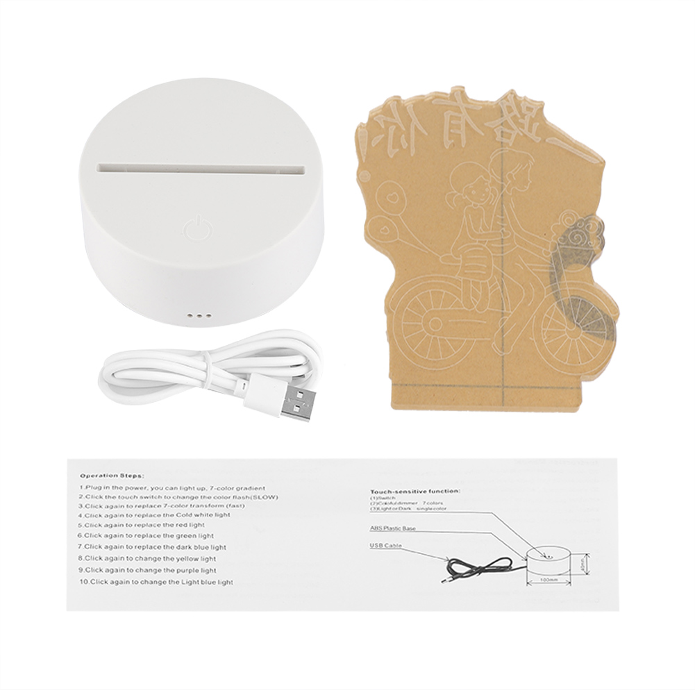 4,5-v-usb-lichtsockel Mit Berührungsempfindlichem Sensor Und 3d-acrylmuster – 7-farbige Dekorationslampe (weißer Sockel)