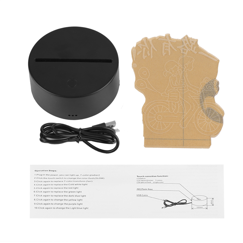 4,5-v-usb-lichtsockel Mit 7 Farben, Berührungsschalter Und 3d-acrylmuster – Moderne Dekoration (schwarzer Sockel)