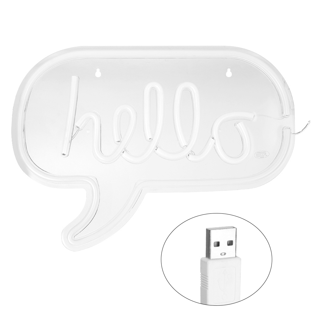 Individuell Gestaltete Led-neonleuchte „hello“ Zur Wanddekoration In Wohnzimmer, Schlafzimmer Oder Bar